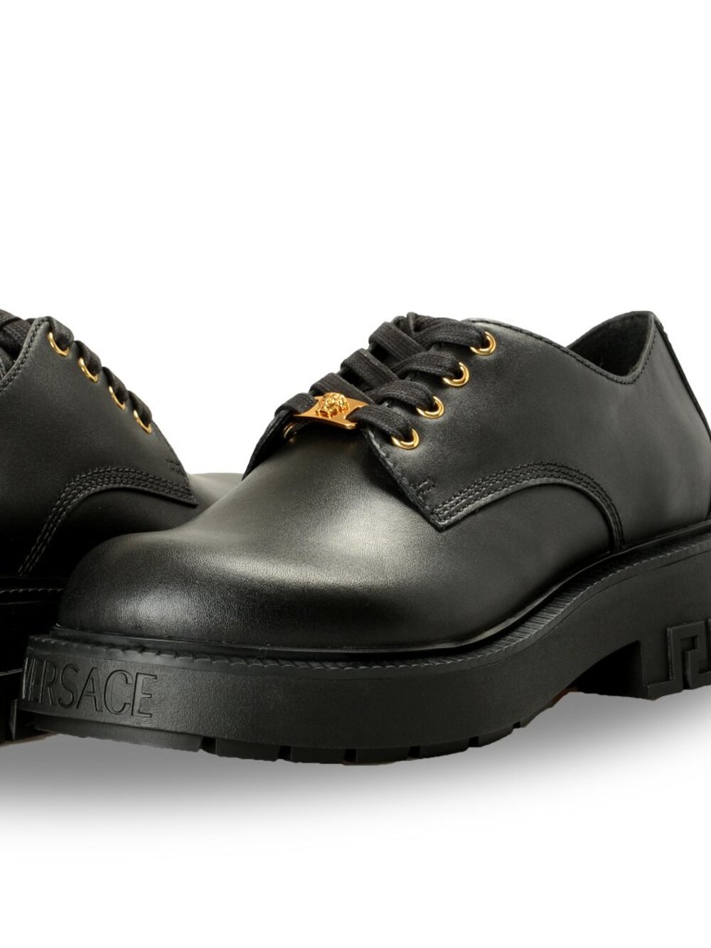 Versace Men's Black Leather Lace Up Derby Shoes US 13 IT 46